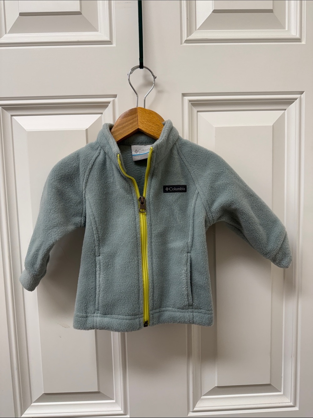 Columbia Kids Sage Green Fleece Jacket with Yellow Zipper